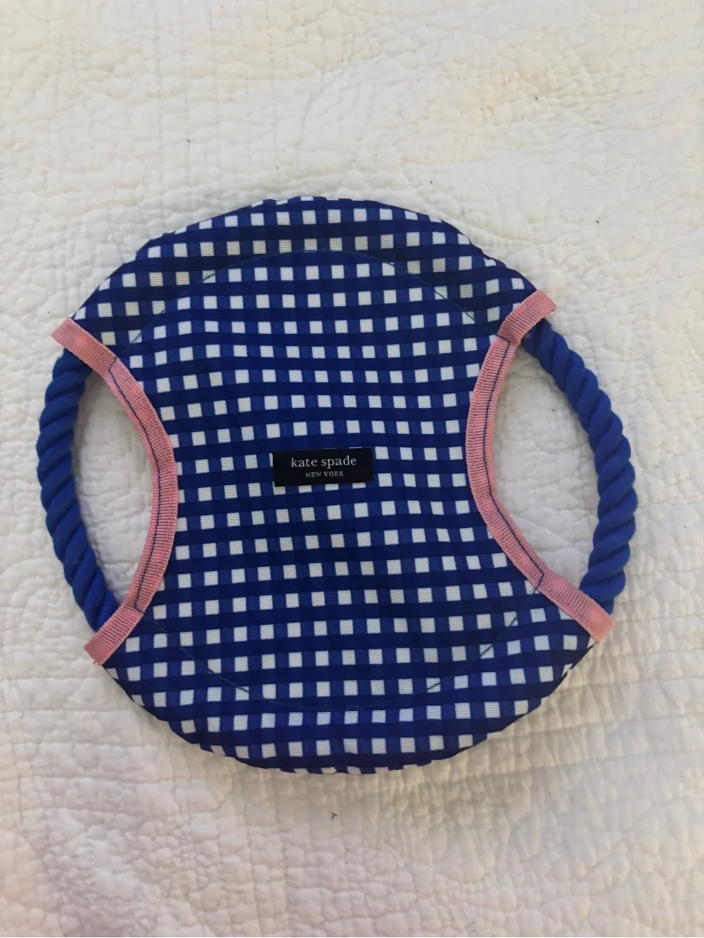 kate spade Blue and Pink Gingham Rope Dog Toy - Picture 1 of 2